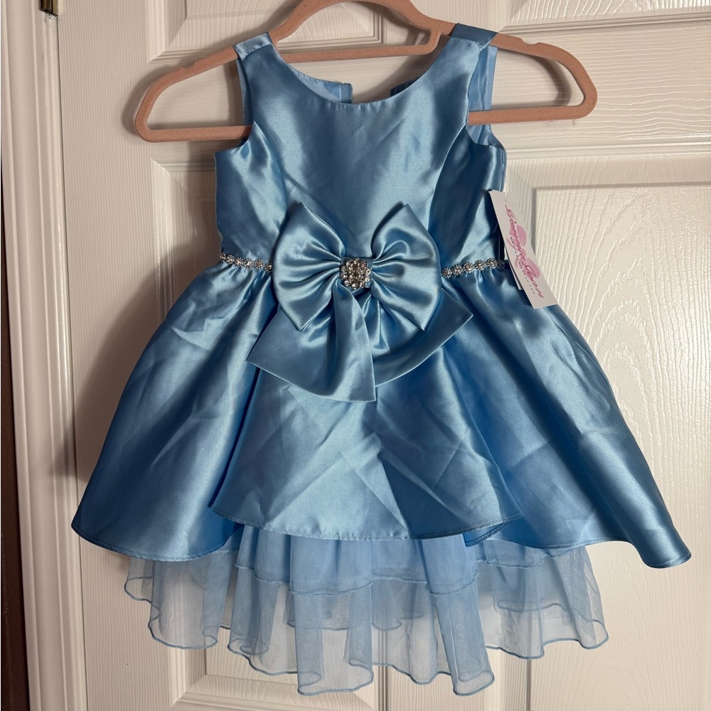 Elegant Blue Kids Dress with Bow